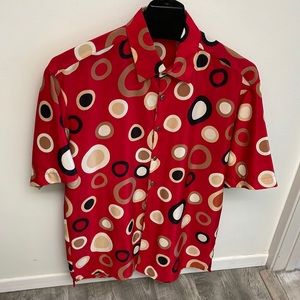 Mens pop art microfiber s/s button up dress shirt
